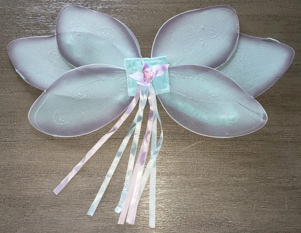 girls BLUE BUTTERFLY FAIRY WINGS PRETEND PLAY HALLOWEEN shoulder bands one size - Image 1 of 1