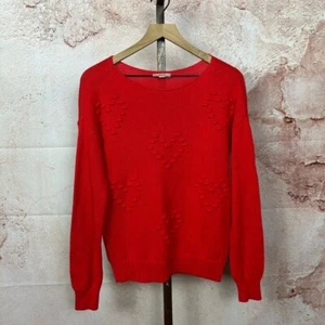 LOFT red heart bobble sweater size M pullover valentines novelty christmas love - Picture 1 of 4