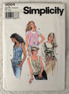 Vintage 90s Simplicity Pattern 9664 Vest Top 10 12 14 Uncut - Image 1 of 3