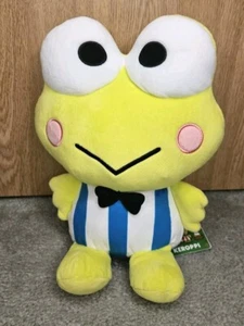 New Sanrio Keroppi Frog Plush with Blue Stripes and Black Bowtie 12" NWT - Picture 1 of 3