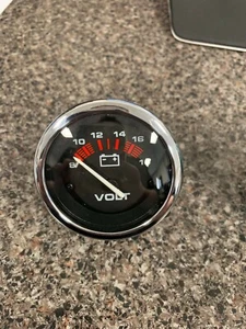 Genuine Mercury Marine Gauge Volt Voltmeter Black Face Chrome Bezel 895286Q61 - Picture 1 of 1
