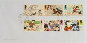 GB 2021 Set sehr feine gebrauchte Dennis und Gnasher Briefmarken auf Umschlag - Bild 1 von 3