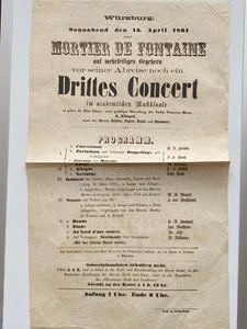 Musiksaal Würzburg - Mortier de Fontaine - seltener original Flyer um 1861 - Picture 1 of 2