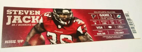 2014 Miami Dolphins Atlanta Falcons NFL Football Ticket Stub Cover