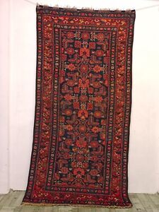 Antique Hand Knotted Oriental Tribal Kurdish 100% Wool Collectible Rug 7'7"×3'8"