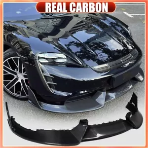 Alerón labial de parachoques delantero de carbono real apto para Porsche Taycan 4S 2019-23 - Imagen 1 de 13