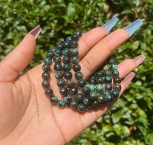 Natural Emerald Beaded Bracelet - Healing Gemstone Jewelry - Handmade Wristlet - Picture 1 of 10