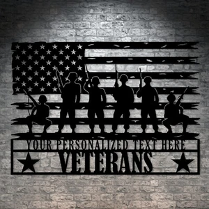 Personalized Veterans US Flag Metal Sign Gift. Army Wall Art Decor Portrait - Picture 1 of 10