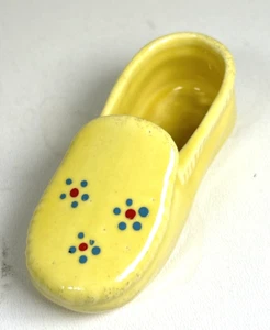 Vintage McMaster Pottery Yellow Mini Moccasin Ceramic Shoe RARE Color - Picture 1 of 13