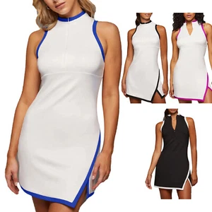 FEESHOW Women's Athletic Workout Dress Sleeveless Zipper Tennis Golf AU - Picture 1 of 56