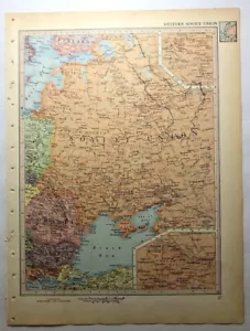 Antiguo mapa Atlas 1954 vintage de la Unión Soviética Occidental - moderno de mediados de siglo - Imagen 1 de 9