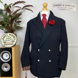 Farrell & Sons (42S) Bespoke Double Breasted Crest Button Military Blazer Jacket - Picture 1 of 24