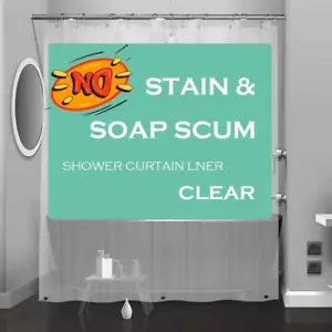 Clear Plastic Shower Curtain Liner, 72x72 Inch Thin Lightweight Transparent - Picture 1 of 8