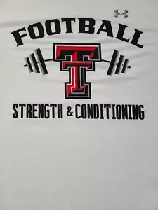 TEXAS TECH UNDER ARMOUR LONG SLEEVE XL WHITE STRENGTH AND CONDITIONING TEE NEW - Picture 1 of 9