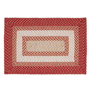 Country Braided Area Rug Farmhouse Red Rug for Living Rooms and Bedroom