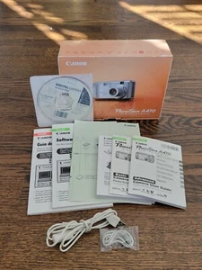 CANON POWERSHOT A410 Digital Camera Silver Box & Manuals - No Camera Box Only - Picture 1 of 6