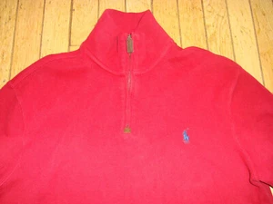 POLO RALPH LAUREN MEN'S HALF ZIP DARK RED SWEAT SHIRT MEDIUM GREAT! - Picture 1 of 12