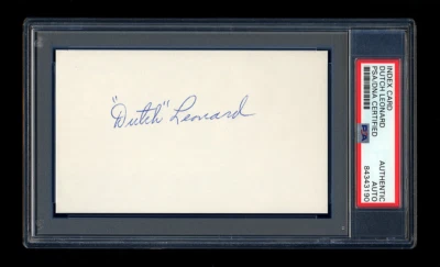 DUTCH LEONARD SIGNED MINT INDEX CARD PSA/DNA AUTOGRAPHED SENATORS 5 x ALL-STAR - Image 1 of 2