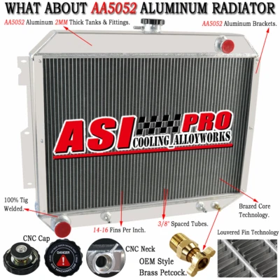 4 Core Radiator Fit 1966-1970 1968 Chrysler Imperial Dodge Plymouth Fury 7.2L V8 Foto 1 de 4