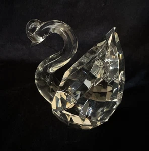 Cut Crystal Swan Paperweight Figurine Faceted Valentine Gift - Picture 1 of 15