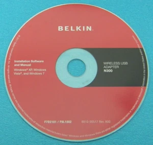 BELKIN N300 WIFI USB ADAPTER DRIVERS ORIGINAL SOFTWARE CD-ROM WI-FI - Picture 1 of 1