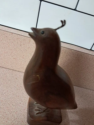 FIRMADO Bill Tade MCM Madera Tallada a Mano Estudio California Arte Codorniz Escultura 7" Foto 1 de 4