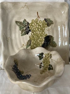 Cabernet Hand Painted Collection-Plate & Bowl - 11" x 11" - Picture 1 of 6