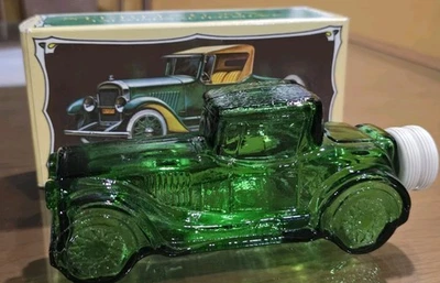 Vintage Avon Sterling Six 1928 Car After Shave Decanter – Emerald Green Glass... - Image 1 of 4