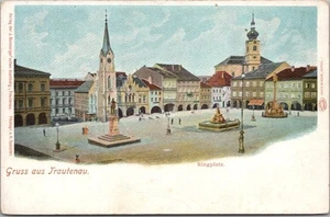 Tarjeta postal de felicitación "Ringplatz" / SIN USAR c1900 GRUSS AUS TRAUTENAU, Alemania - Imagen 1 de 2