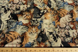 Gobelin Stoff verschiedene KATZEN braun schwarz creme überall Katzenliebhaber 1 Jahr - Bild 1 von 2