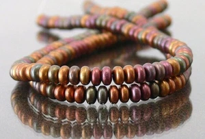 Silky Gold Iris Rondelle Disc 4mm 50 Pcs Czech Spacer Glass Beads - Picture 1 of 4