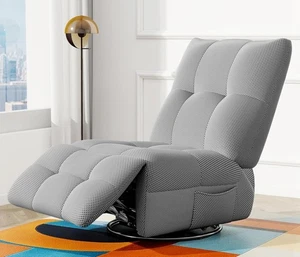 360° Swivel Rocking Single Sofa, Manual Glider Rocking Armless Chair NEW - Picture 1 of 30