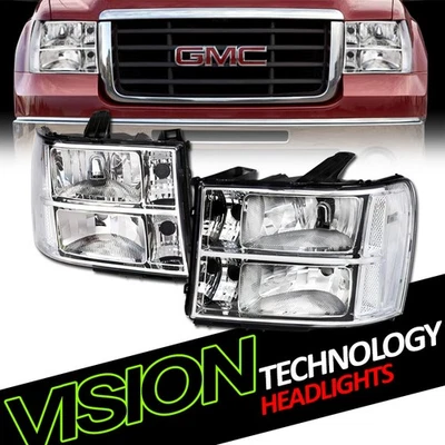 Faros cromados Faros Estacionamiento Señal de giro Nb para 07-14 GMC Sierra Foto 1 de 4