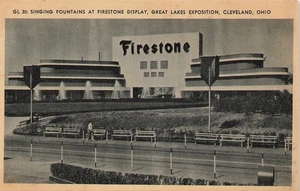 Firestone Tires Fountains Great Lakes Exposition Cleveland Ohio 1936 Postcard - Picture 1 of 2
