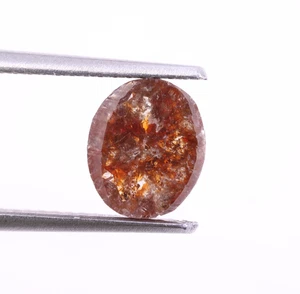 Diamante natural ovalado marrón-rojo sal y pimienta de 1 quilate para diseño de joyas. - Imagen 1 de 7