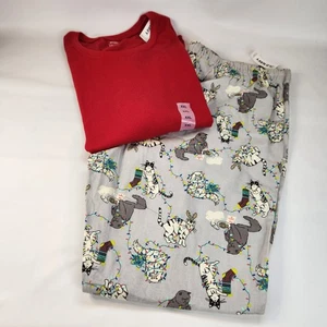 Pantalones de pijama antiguos azul marino Navidad gatos XL gris estampado XXL tejido gofre manga larga - Imagen 1 de 10