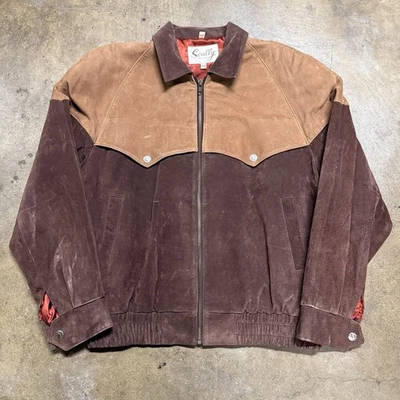 Jaqueta Bombardeiro Vintage Anos 80 Scully Western Couro Camurça Tamanho 44 XL - Imagem 1 de 4