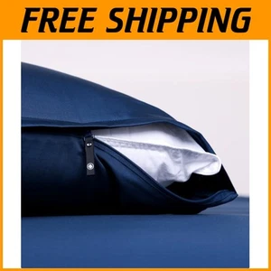 Luxury Zip Pillow Cases for Standard Pillows - Cooling Cotton Blend - Atlantic - Picture 1 of 2