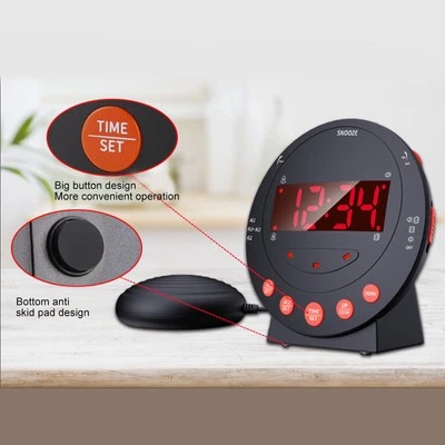 Alarm Clock 110 Decibels Red Flashing Light Super Shaker Extra Loud Alarm New - Image 1 of 4