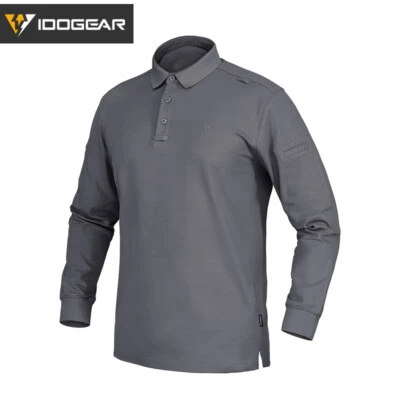 IDOGEAR Tactical Polos Shirt Mens Shirts Long Sleeve Black T-shirt Long Sleeve - Image 1 of 4