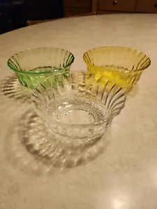 Vintage KIG Indonesia Clear/Green/Yellow Glass CANDY/NUT BOWLS - Picture 1 of 8