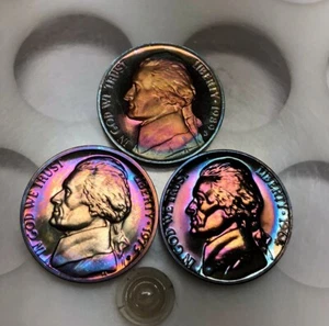 LOTTO MISTO Proof Jefferson Nickels tutti mostrati tono arcobaleno GRATIS S&H 3 - Foto 1 di 2