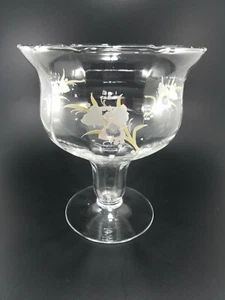 Vintage Elegant Glass Compote Dish Floral Motif 6 1/2" - Picture 1 of 11