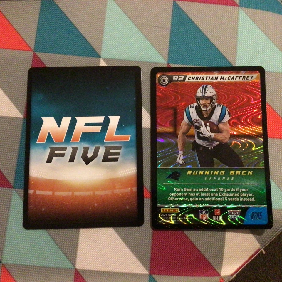 Christian McCaffrey #R205 Panthers RARE 2021 panini five Swirl O Rama holo Foil - Image 1 of 1