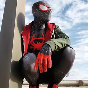 Spider Man Miles Morales Cosplay Costume Halloween Jumpsuit Spandex Bodysuit - Picture 1 of 13