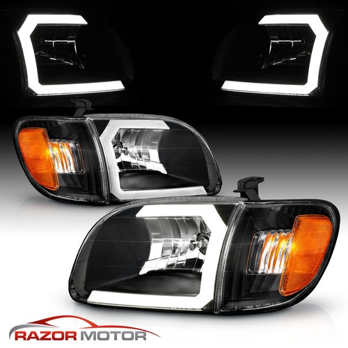 [LED C Light] For 2000-2004 Toyota Tundra Regular/Access Cab Black Headlights