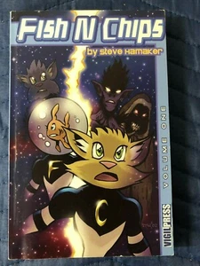 Fish n Chips Vol 1 di Steve Hamaker All-Ages Sci-Fi Adventure 2005 Firmato - Foto 1 di 5