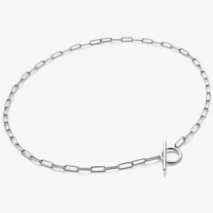 Hot Diamonds Sterling Silver T-Bar Necklace with Rhodium Plating - NEW BOXED - Picture 1 of 8