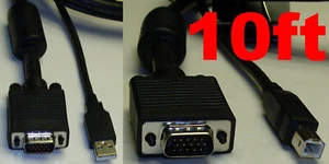 Cable de caja de conmutadores KVM HQ 4xShield de 10 pies de largo, cable/cable SVGA/VGA macho~M, USB 2.0 A~B - Imagen 1 de 2