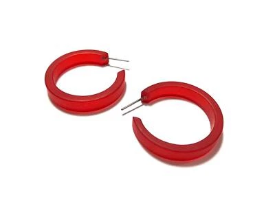 Cherry Red Frosted Small Classic Hoop Earrings - Image 1 of 4